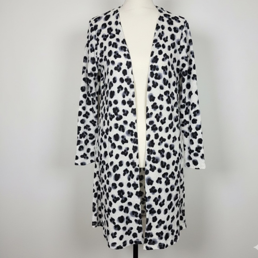 Coastal Grandma Leopard Print Duster Cardigan Waffle Knit Mob Wife Lightweight S